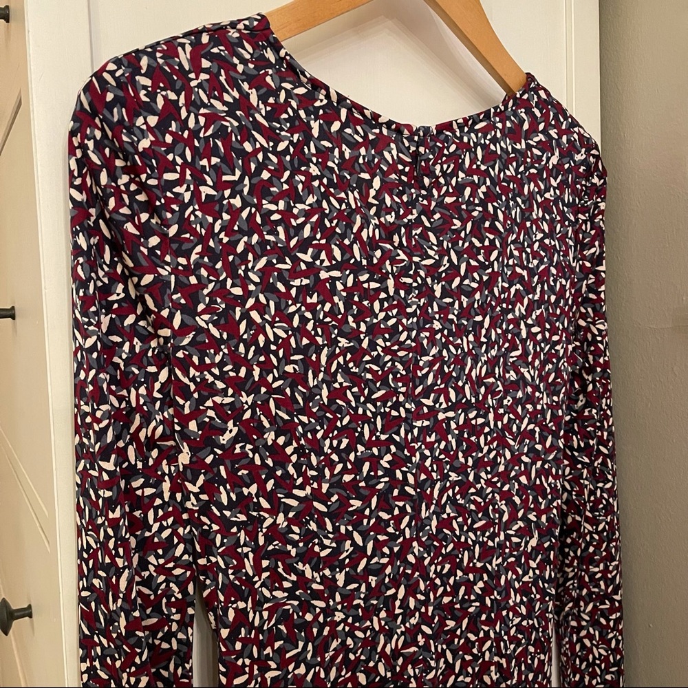 Tory Burch 100% Silk Long Sleeve Interlocking Twist Dress in Confetti - Picture 8 of 9